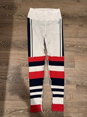 FP Movement by Free People White, Navy & Red Striped Leggings